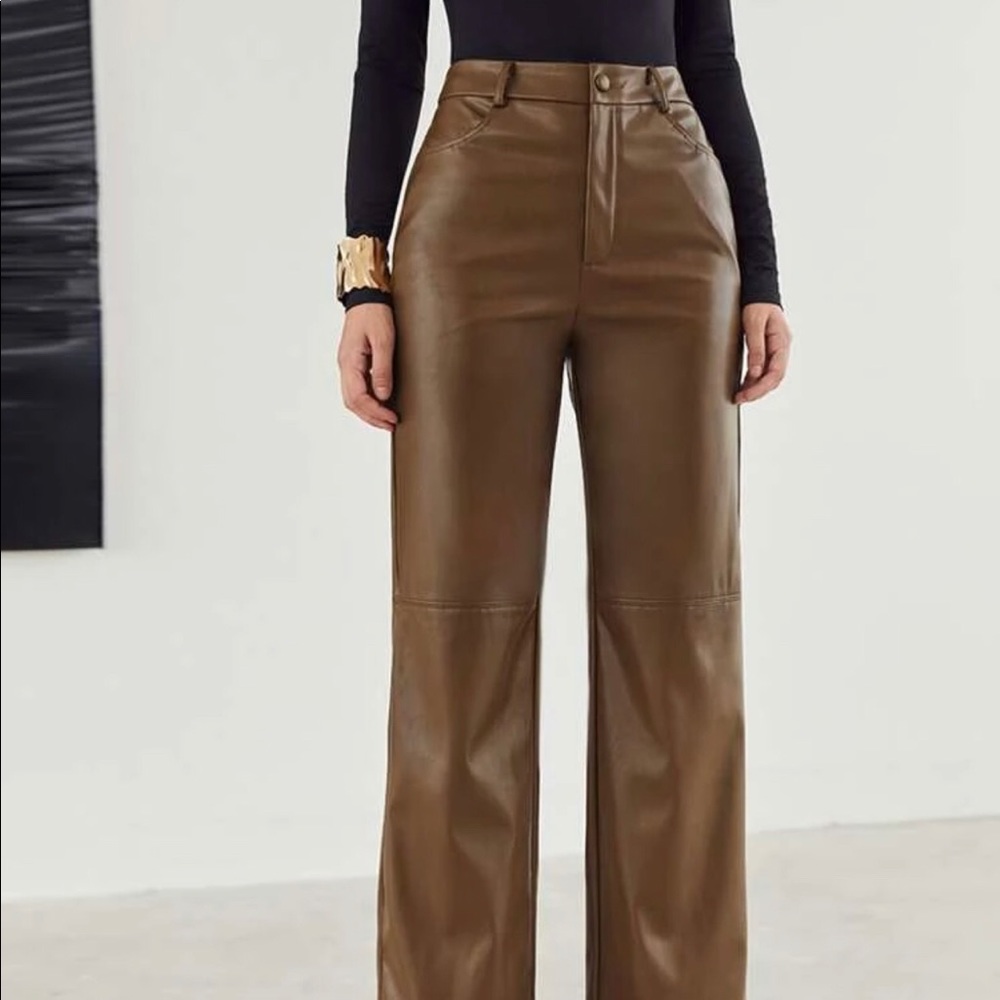 Leather pants brown